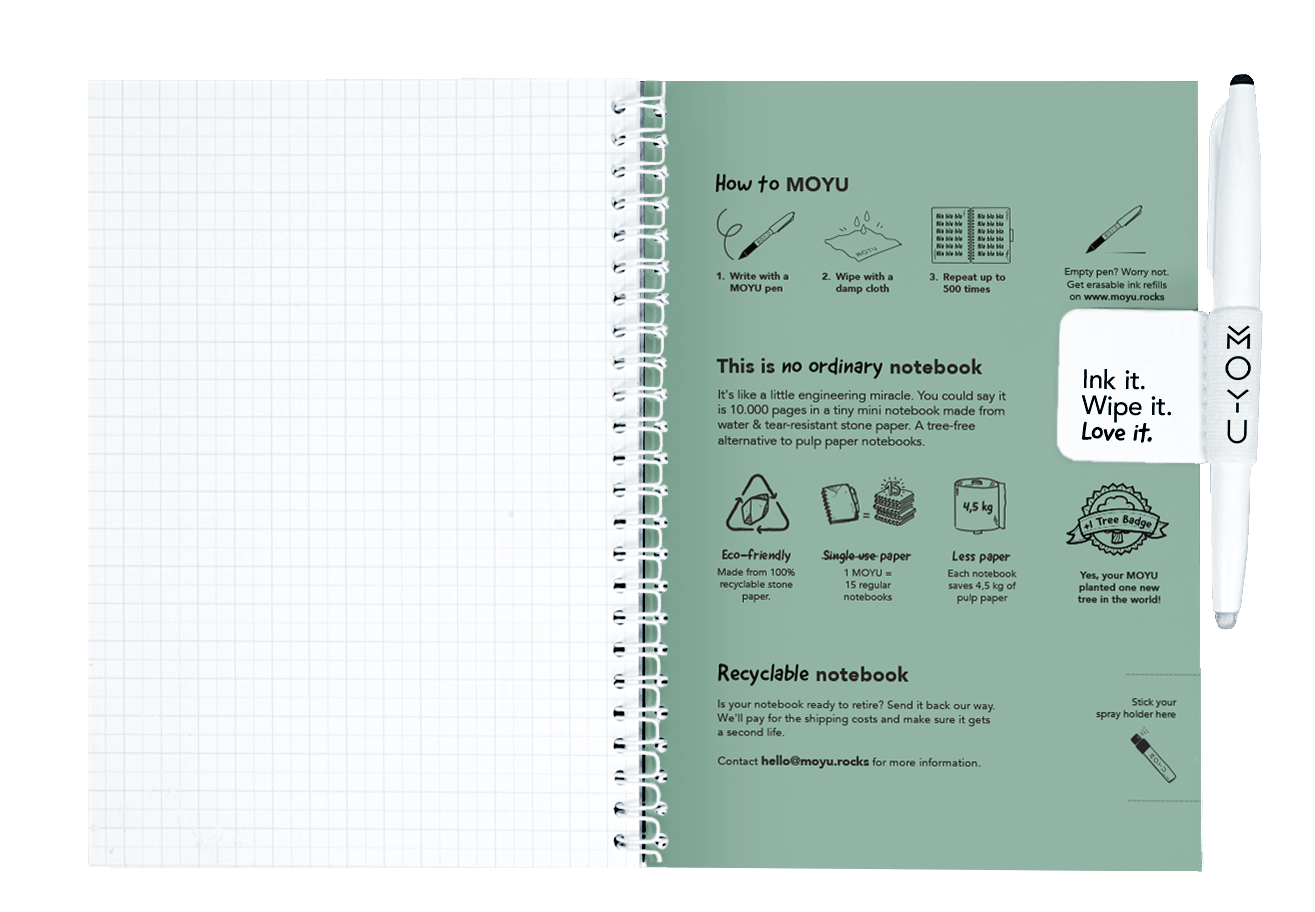 A5 erasable notebook Lovely Leaf inside back cover