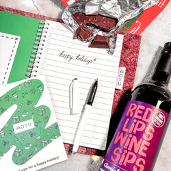 Top view of products in the MOYU Not Another Ugly Christmas Sweater Box
