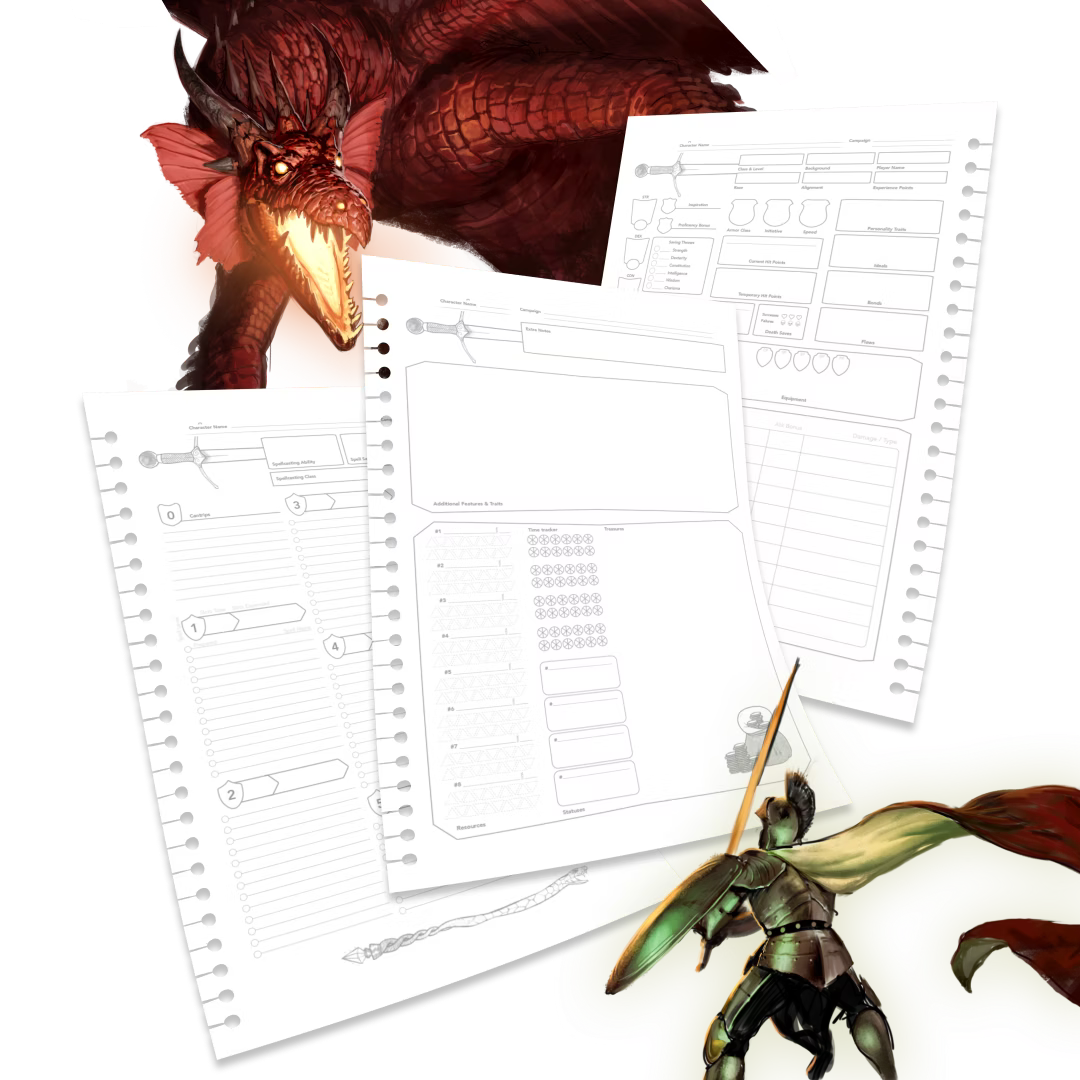 Erasable D&D Character Sheets