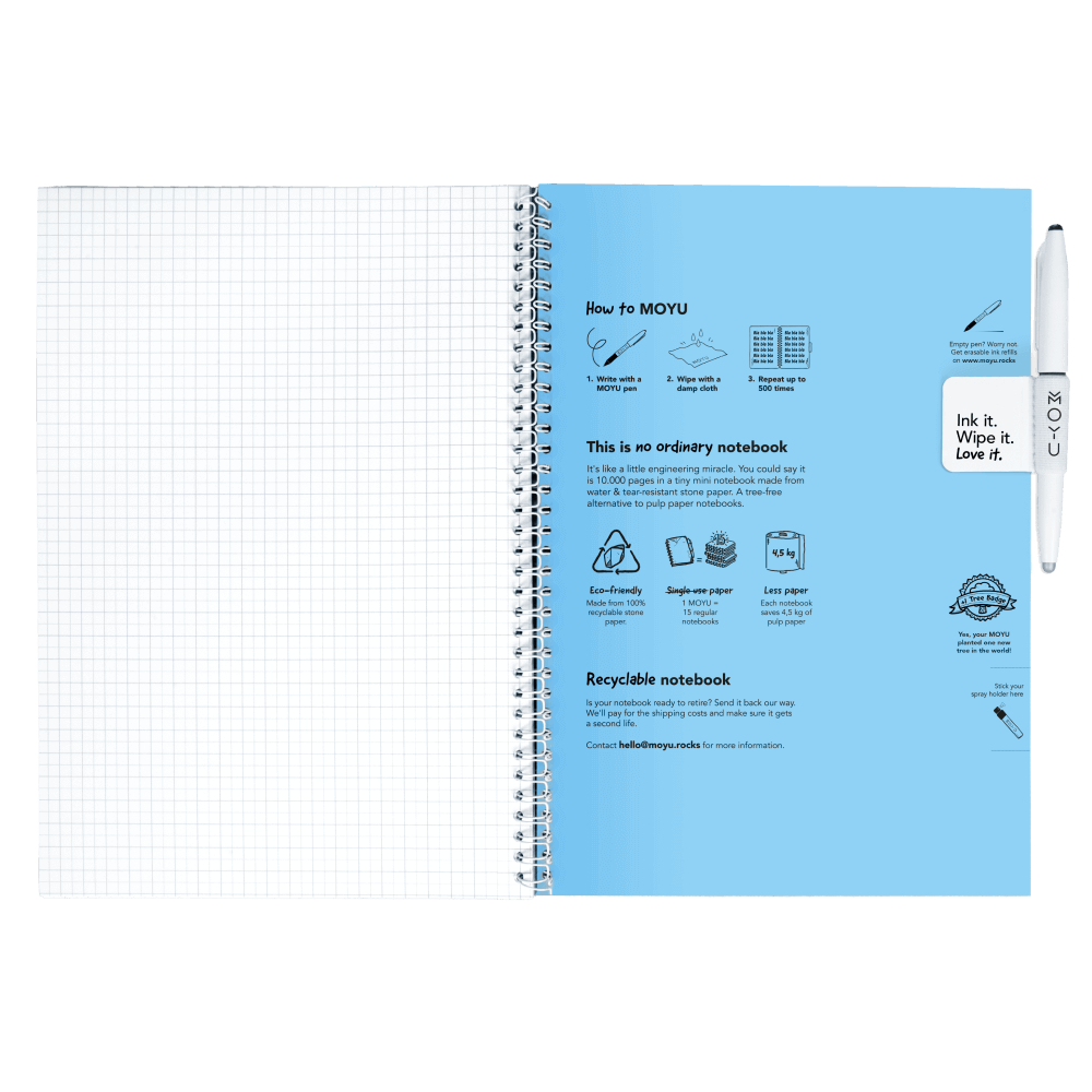 Erasable notebook A4 Sky Blue inside back cover