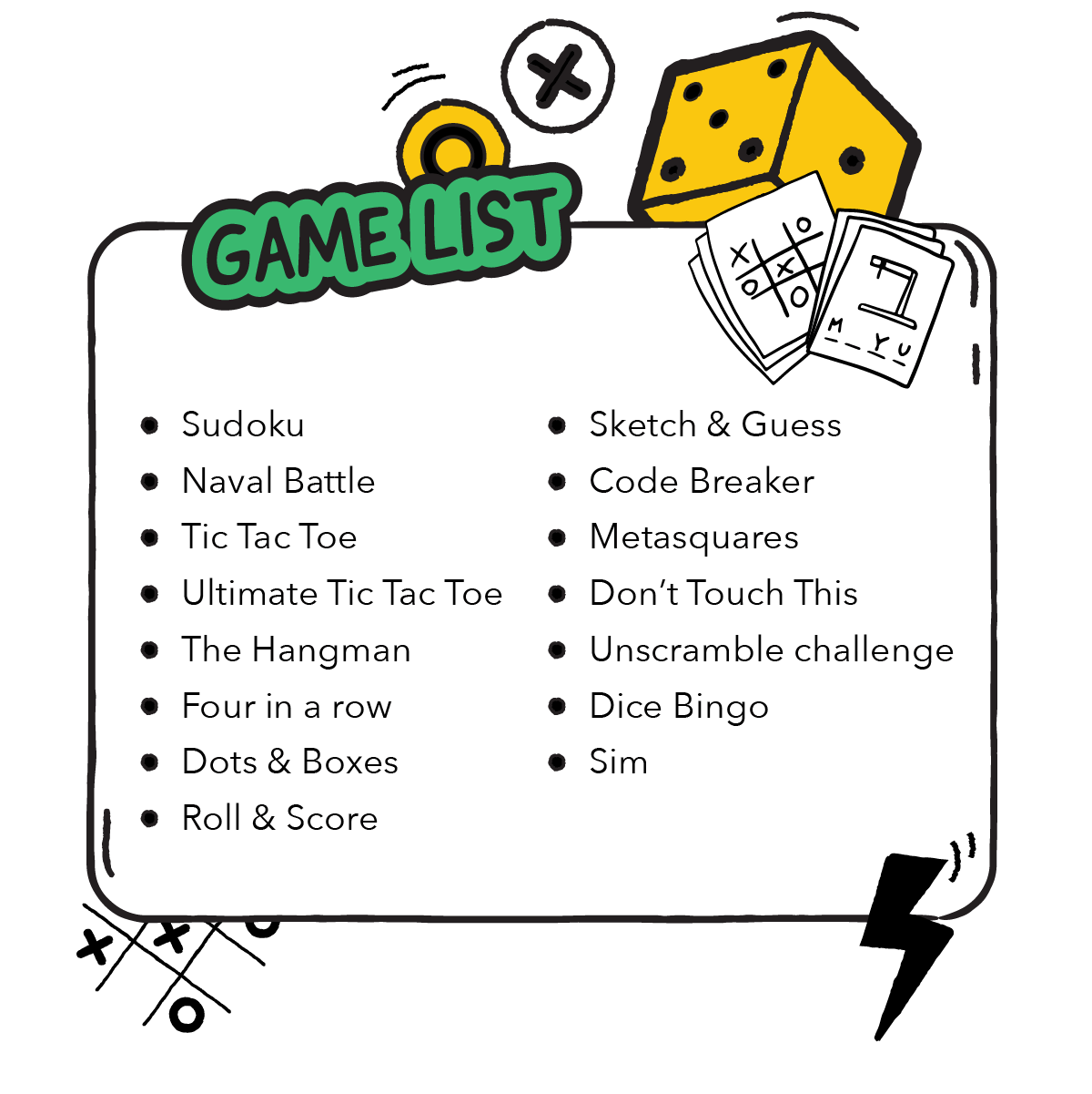 List of games in the game box