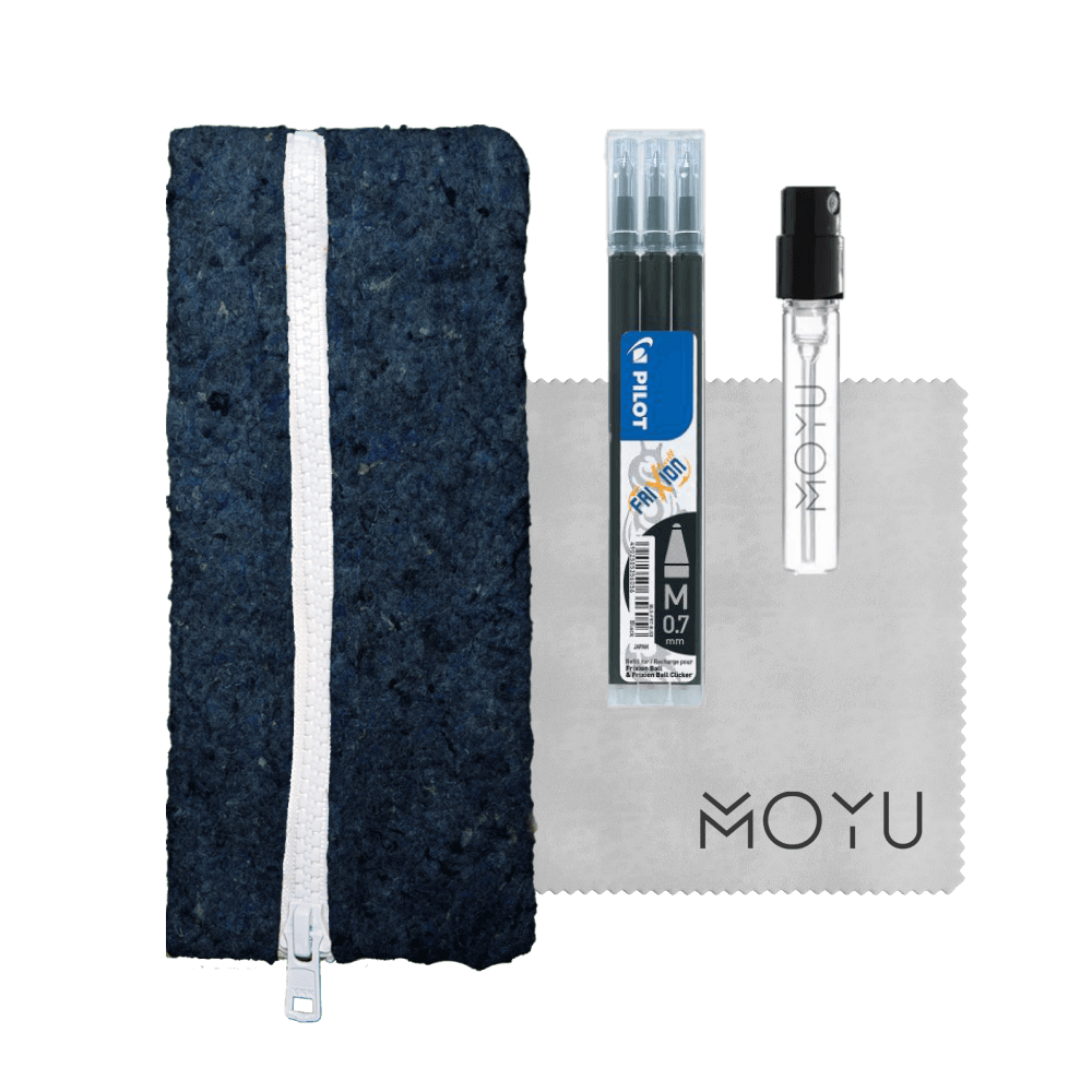 recycled-pencil-case-blue-with-spray-cloth-pen-refills