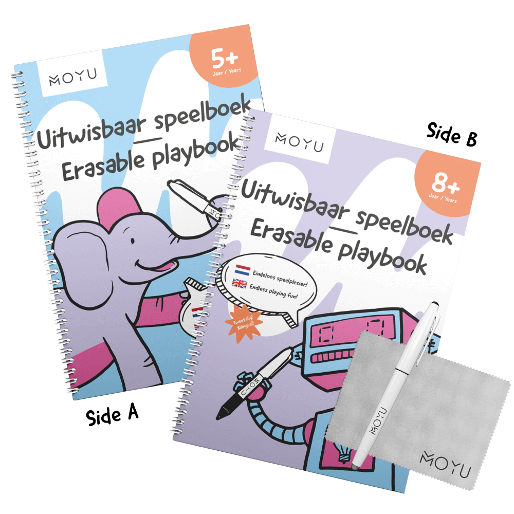 2-in-1 Erasable Kid's Playbook with A4 with Pen + Holder + Cloth