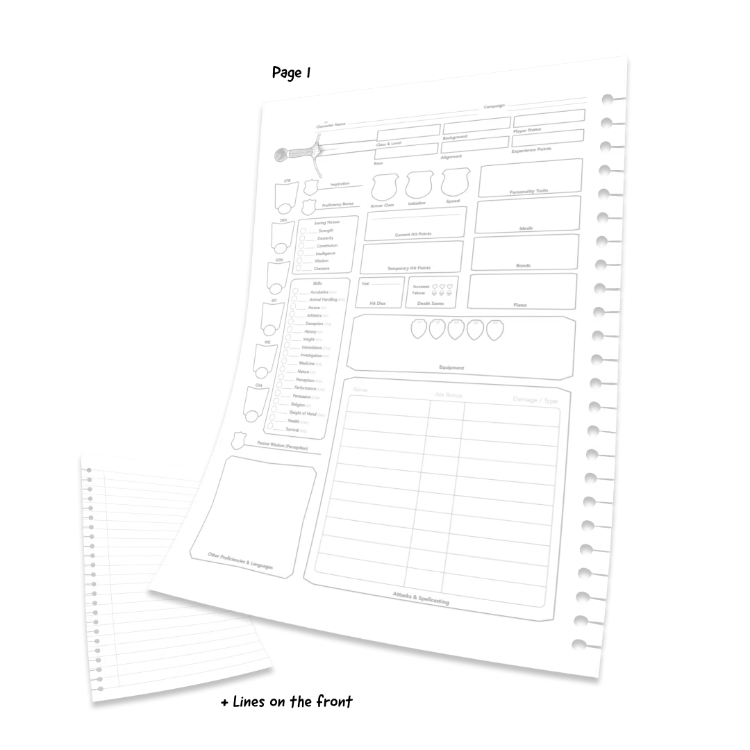 Erasable D&D Character Sheets