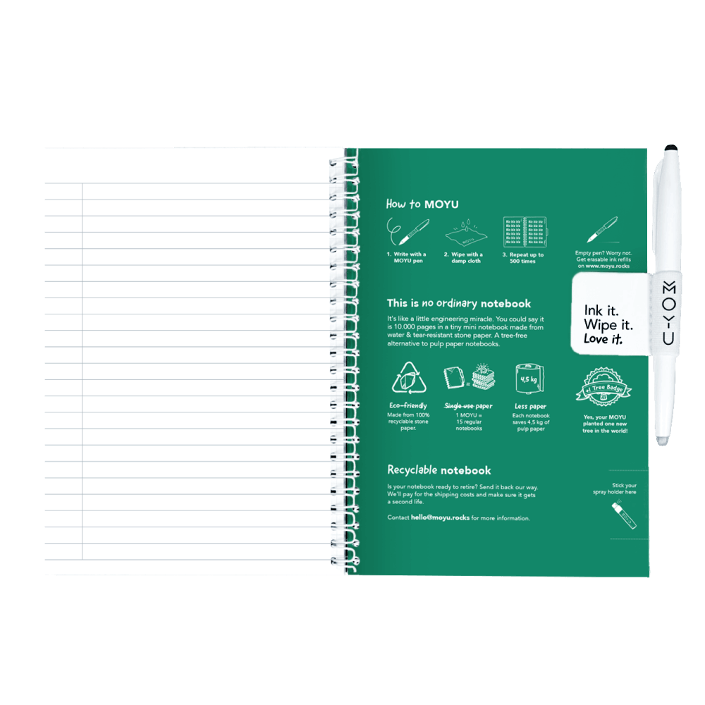 Erasable agenda A5 Forest Green inside back cover