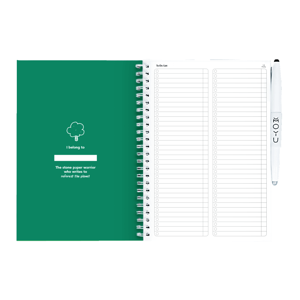 Erasable agenda A5 Forest Green inside front cover