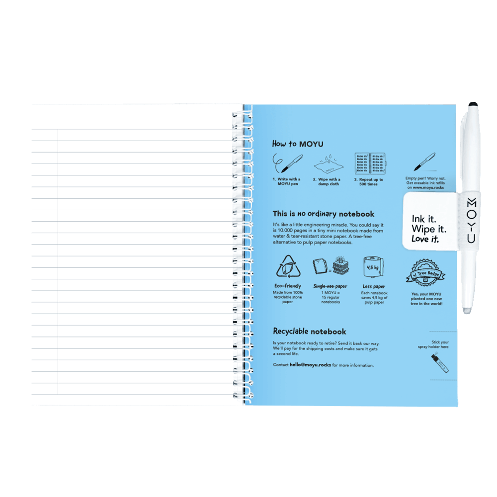 Erasable agenda A5 Sky Blue inside back cover