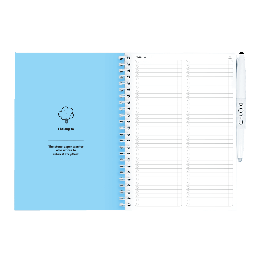 Erasable agenda A5 Sky Blue inside front cover