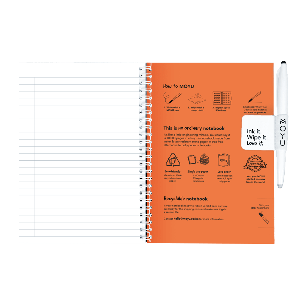 Erasable agenda A5 Sunset Orange inside back cover