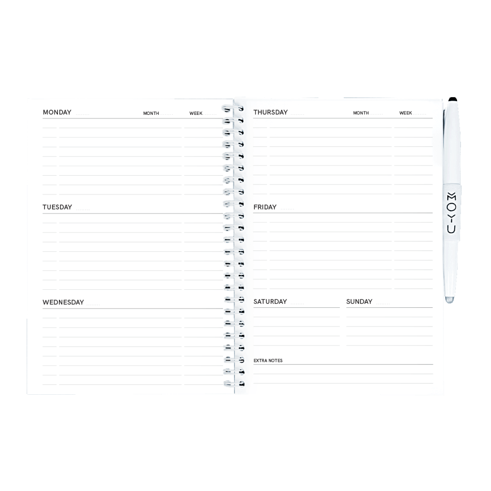 Erasable agenda A5 week planner pages