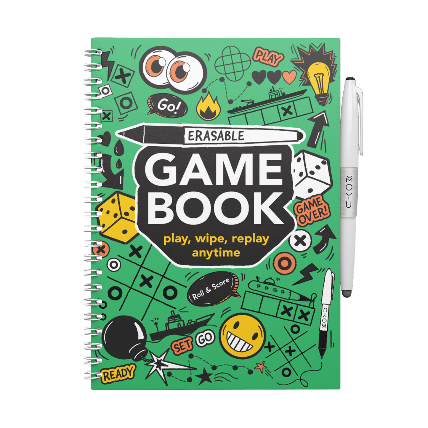 Erasable game book A5 frontcover with pen