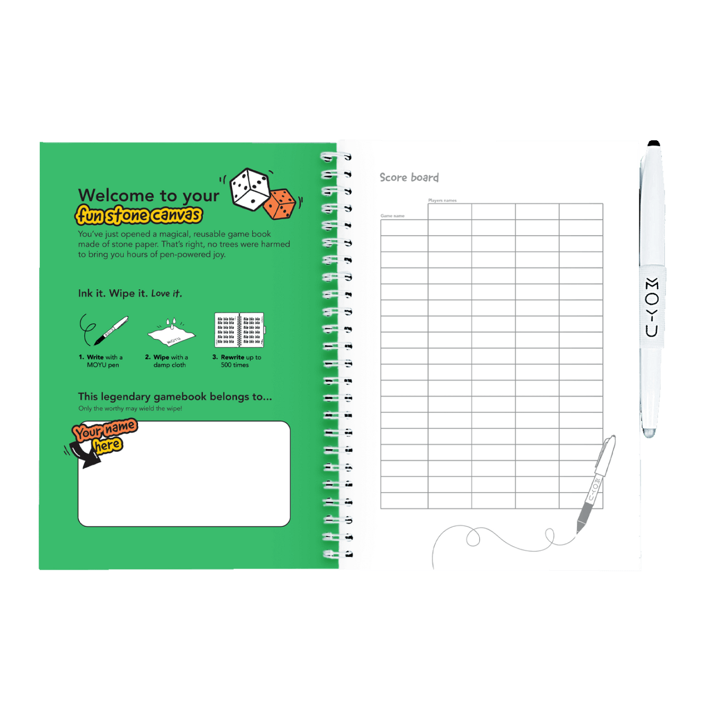 Erasable game book A5 inside frontcover