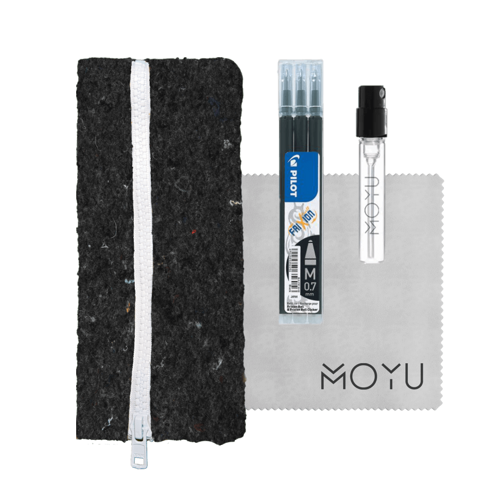 recycled-pencil-case-black-with-spray-cloth-pen-refills